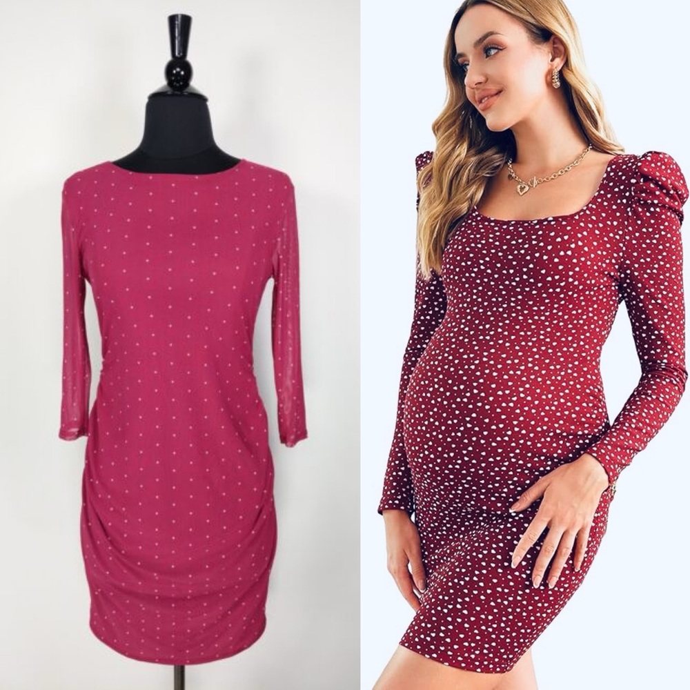 Brandy Blu Maternity Mesh Polka Dot Dress